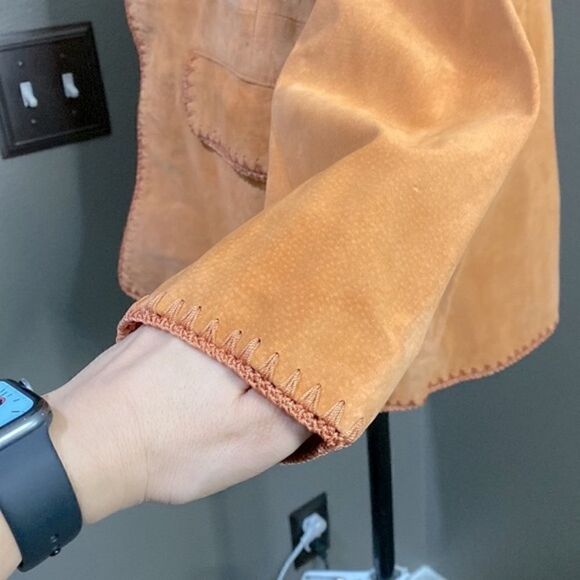 Vintage Jerry Lewis Classic Luxuries Orange Peach Suede Jacket - Picture 7 of 12